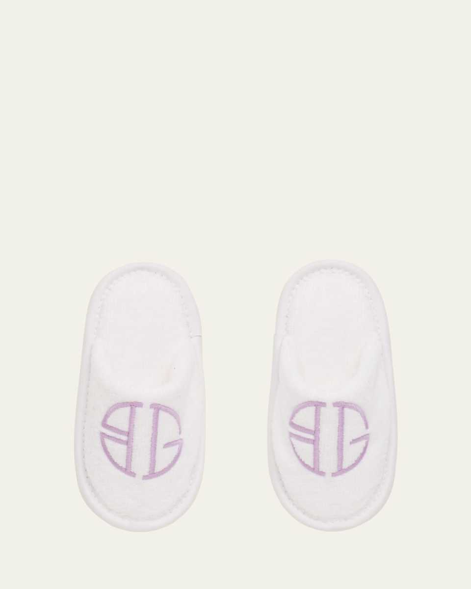 Kid's BG Logo Velour Terry Slippers, 3T-10
